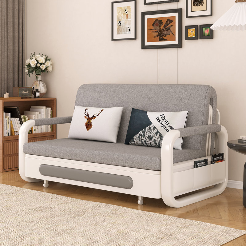 Canapé-lit de 62,2 po avec base de rangement et poches latérales, coussins de siège amovibles et lavables