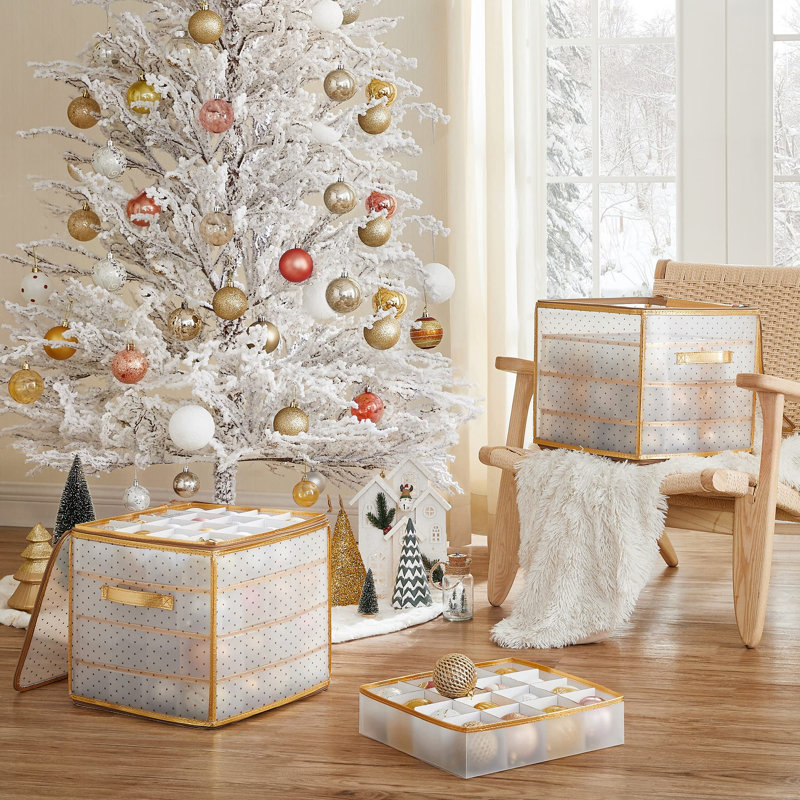 Ornament Storage, White/Gold