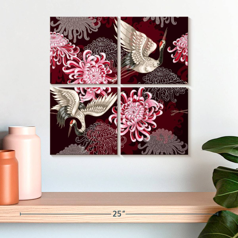 Grues chrysanthème rouge Brampt, H 18 po x l 18 po