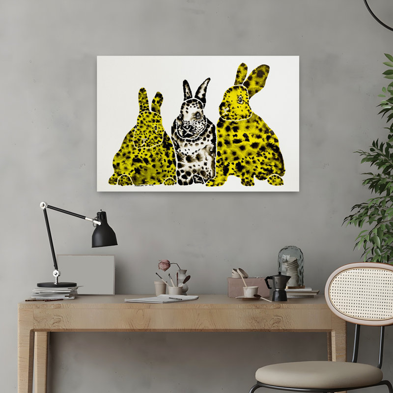 Art mural moderne lapins léopard tacheté, 16" H x 24" W