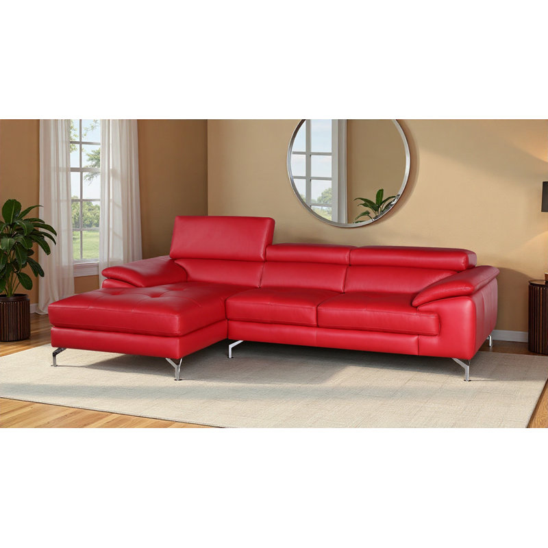 Canapé modulaire rembourré 2 pièces Marielys, Cuir rouge