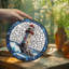 Panneau de verre bleu vitrail phare Suncatcher pour décor de fenêtre-129204591
