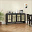 Armoire de rangement en rotin avec 4 portes et tablettes réglables