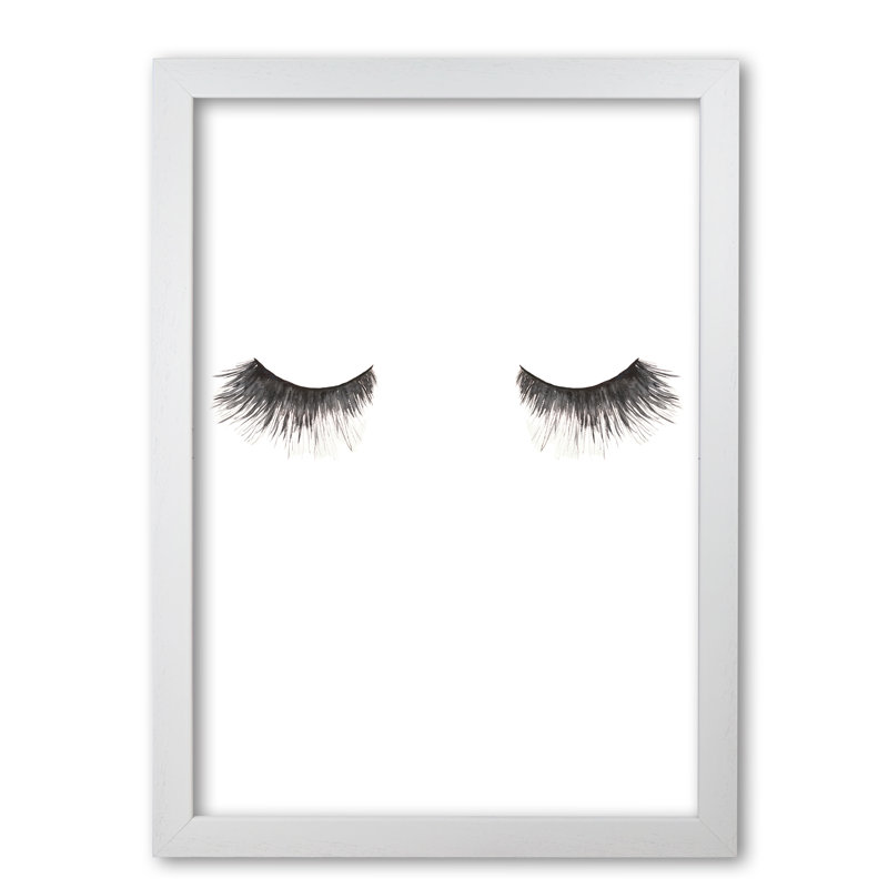 Eyelashes 1 Piece Single Picture Frame Painting, 85 cm H x 60 cm W x 5 cm D, White Grain Frame