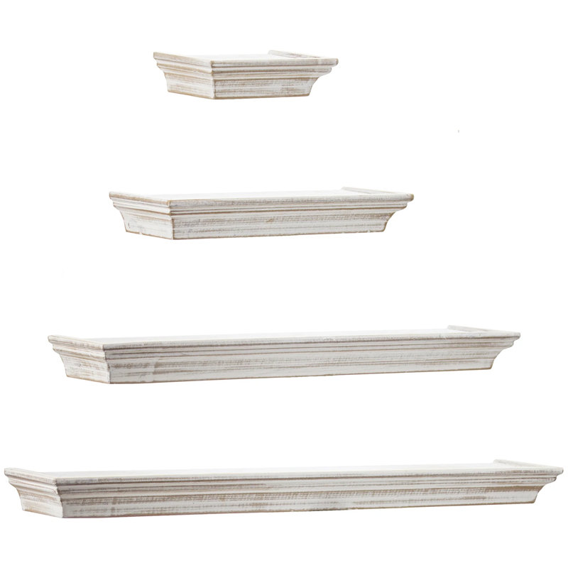 Hardee 4 Piece Floating Shelf, Whitewashed