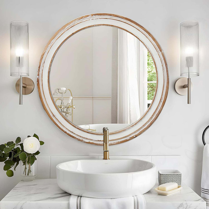 Miroir mural rond pour meuble-lavabo, 27,5 po x 27,5 po