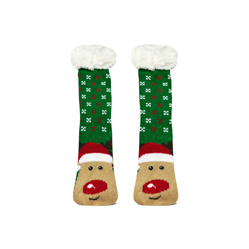 Xmas Fun Festive Fleece Lined Pair Socks Reindeer