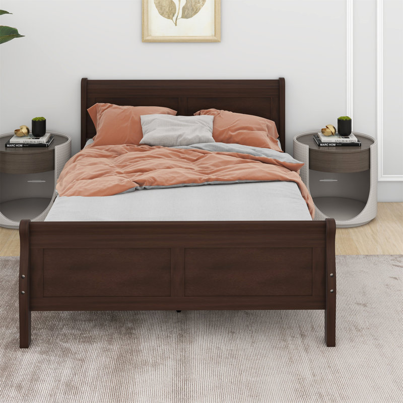 Lit plateforme en bois massif Kirbee, Plein, Espresso
