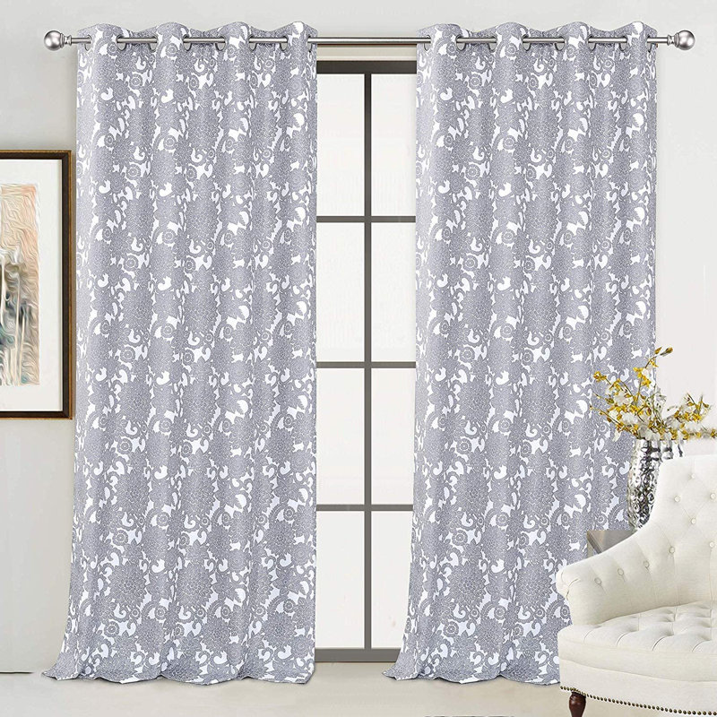 Paire de rideaux Yoshida Daisy Dahlia, Gris
