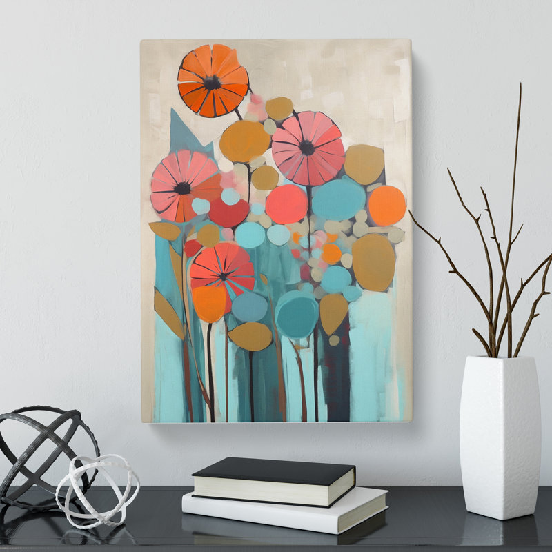 Mid Century Flowers Vol.10 - Wrapped Canvas, 50cm H x 35cm W x 3cm D