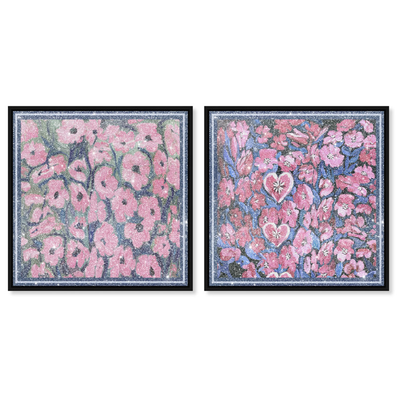 Forever Blooming Set Set by Oliver Gal, 82"H x 82"W, Black Floater Frame