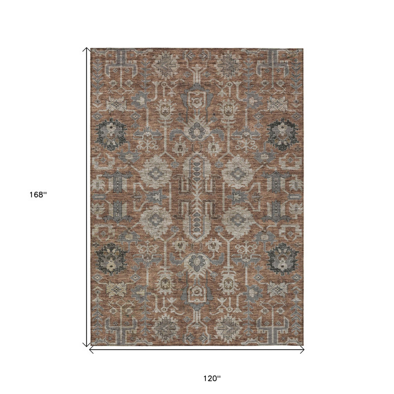 Tapis d'intérieur lavable 10 pi x 14 pi brun et gris anthracite