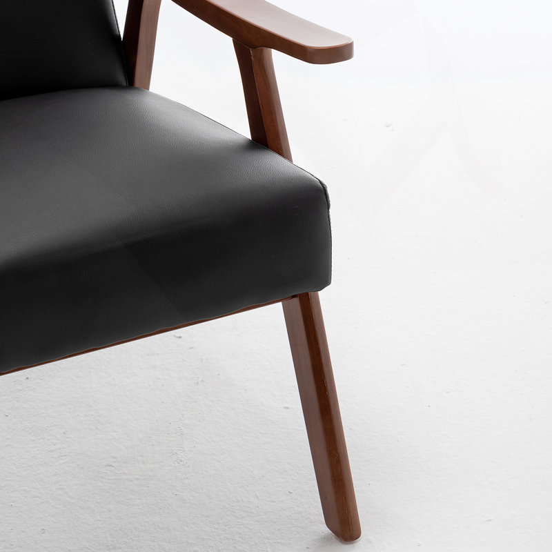 Chaise confortable de style Mid-Century moderne avec structure en bois massif robuste, Noir