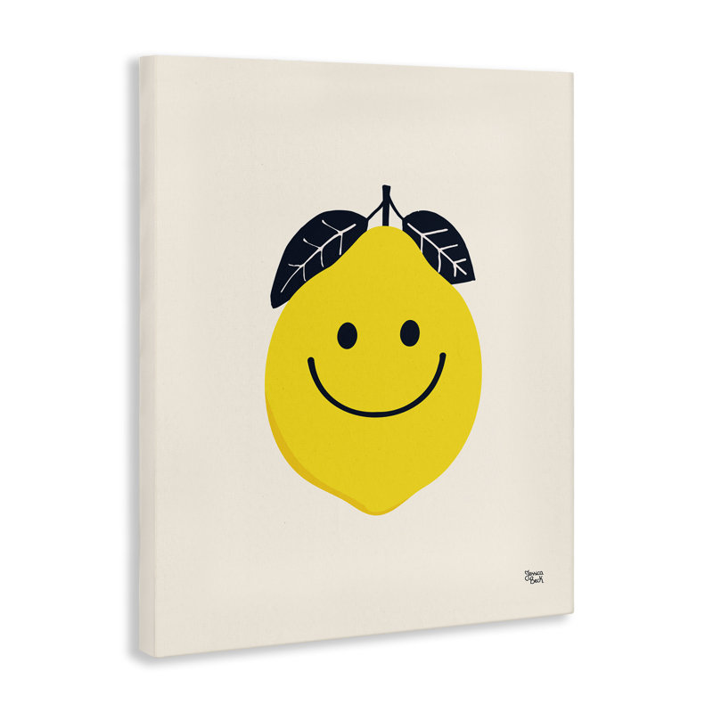 «Happy Lemon Smile», art mural sur toile par Jessica Beck, H 48 po x l 36 po