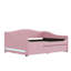 Lit de jour rembourré pleine grandeur avec lit gigogne simple et lumière, lit plateforme en velours pour les soirées pyjama, rose-119296664-119296666