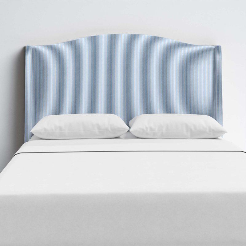 Tête de lit tapissier Vasiliy, Grand, Coton rayé bleu