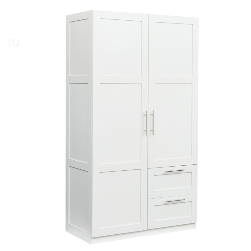 High-Quality Melamine MDF Wardrobe And Kitchen Cabinet With 2 Doors, 2 Drawers, And 5 Storage Spaces