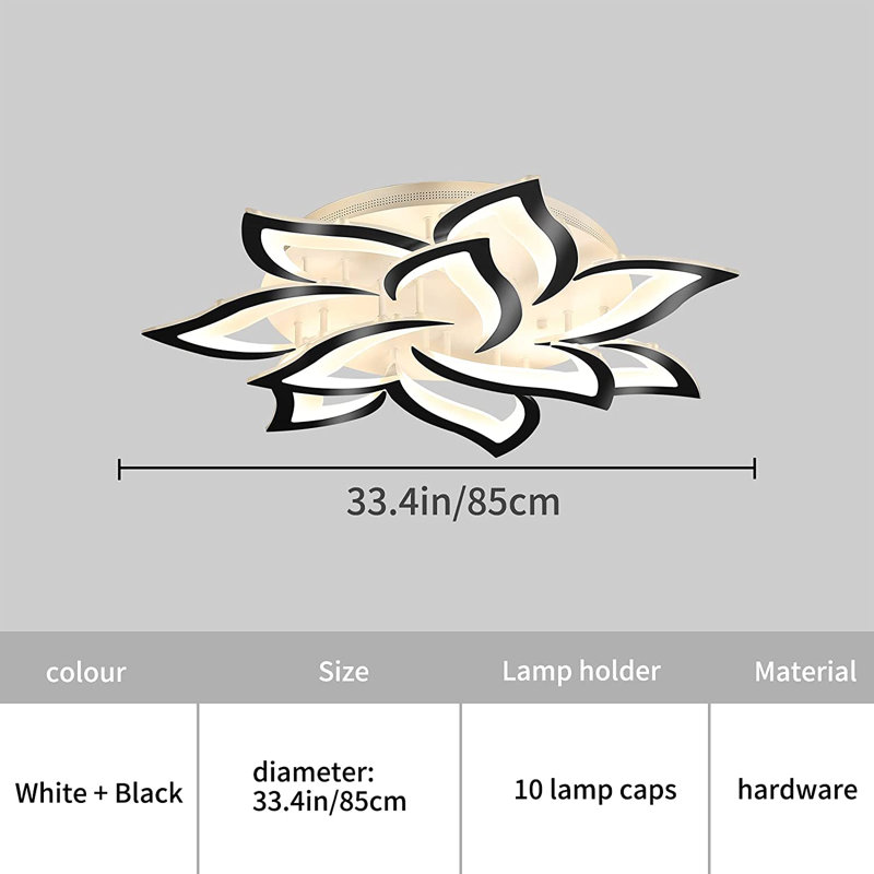 Izzabella 10 - Light 33.4" Acrylic LED Flush Mount, Black