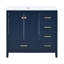 Ensemble de meuble-lavabo 36 po avec lavabo 36 po, armoire de salle de bain moderne à 4 tiroirs, ensemble de meuble-lavabo autoportant en bois avec pieds en bois massif, bleu