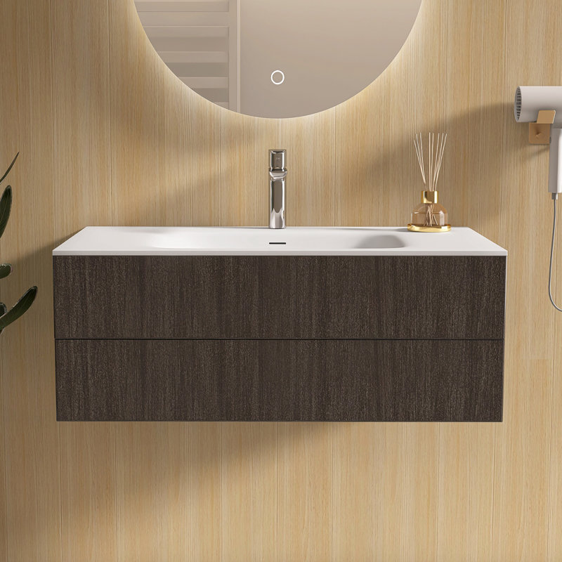 39" Solid Surface Bathroom Vanity Top with Undermounted Rectangular Sink, White
