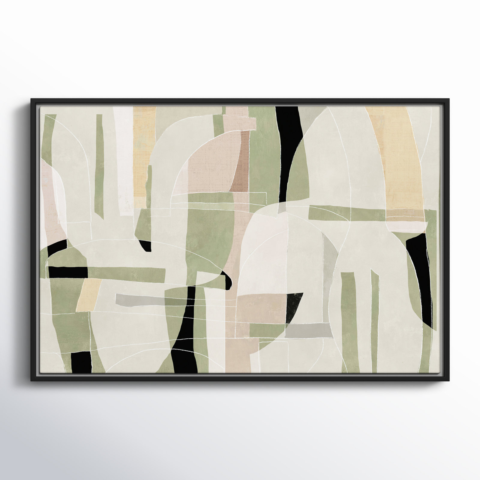 Sunny Barcelona - Floater Frame Canvas, Black, 37.5" W x 25.5" H
