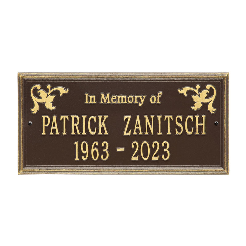 Plaque commémorative Wilmington «In Memory of», Oui, Bronze / or