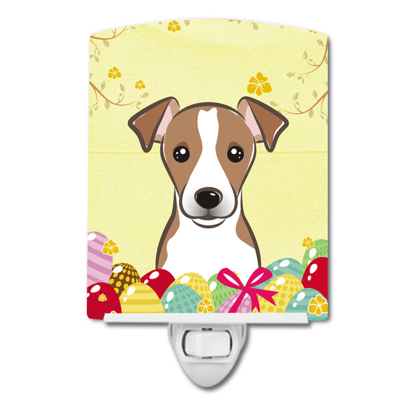 Éclairage de nuit en céramique pour oeuf de pâques jacks d’olivier terrier, Jack Russell terrier brun