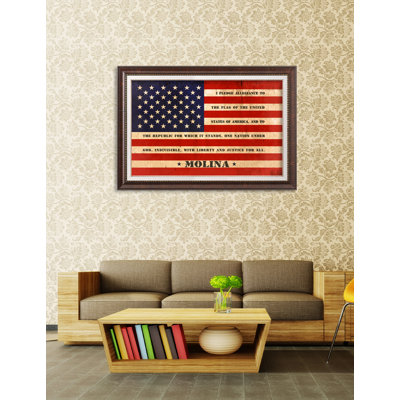 " Personalized American Flag with Family Names and Oath "