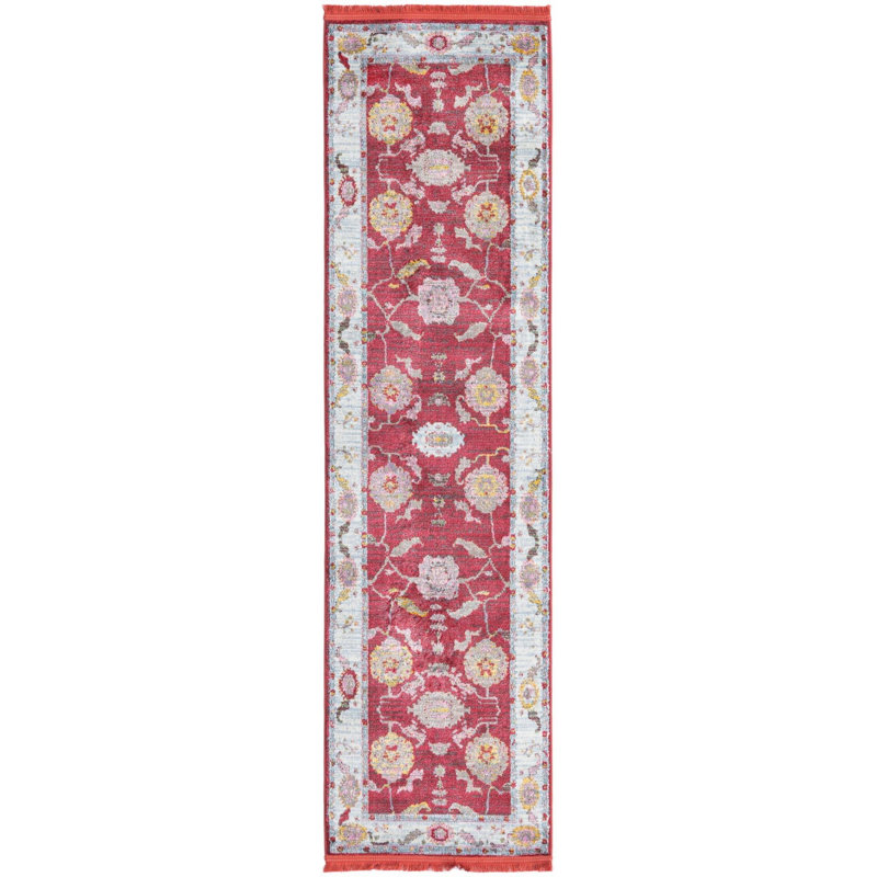 Tapis rouge transitionnel Marvella, Tapis de couloir 2 pi 2 po x 8 pi