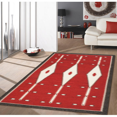 Tapis rouge en laine tissé à la main Tuscany