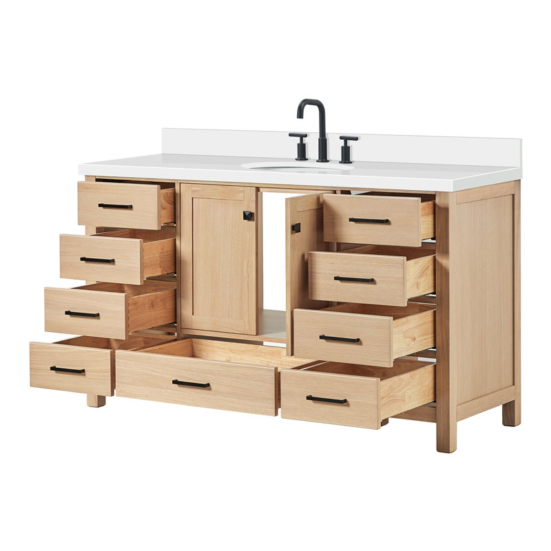 Cambridge 61'' W Single Vanity, Oval, Oak