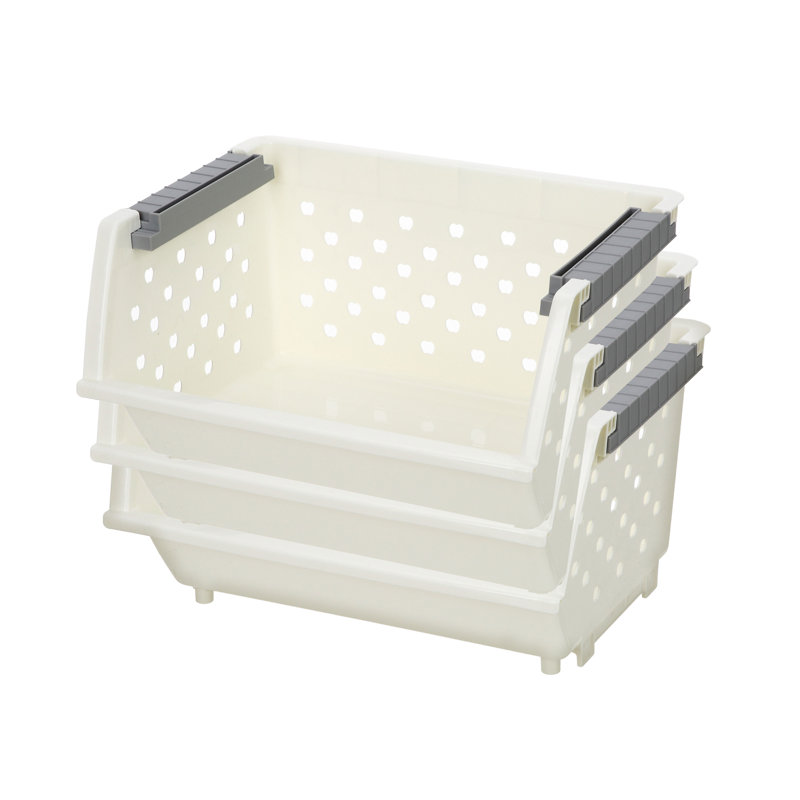 Panier de rangement empilable en plastique Rebrilliant, 3