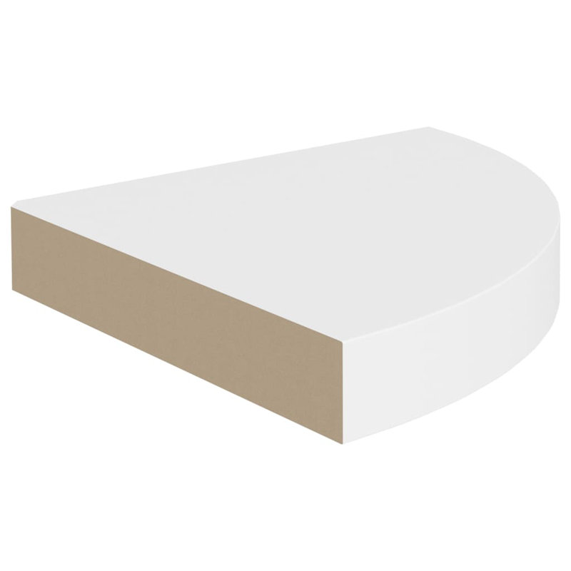Brailey-Jaii Triangle Corner Shelf, Oak/White, 3.8cm H x 25cm W x 25cm D