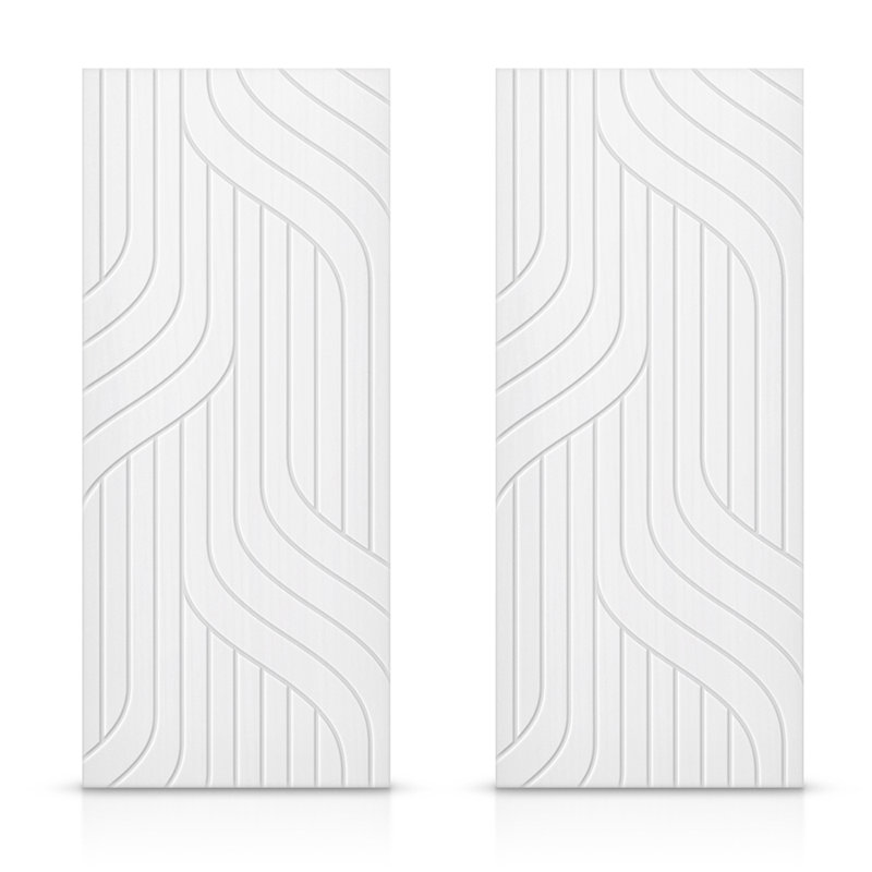 Panelled Manufactured Wood Sliding Closet Doors, White, 60" x 96"