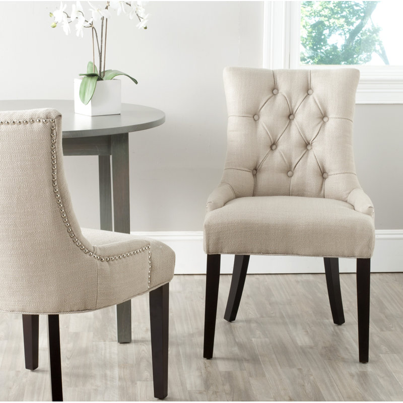 19.5'' H Upholstered Side Chair, Antique Gold, Rustic Black