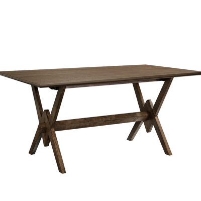 Walnut 63" Double V Dining Table, Engineered Wood Top, Rubberwood Legs, Seating For Six In Kitchen 63 - Inch Table With Rectangular Solid Base, Seats