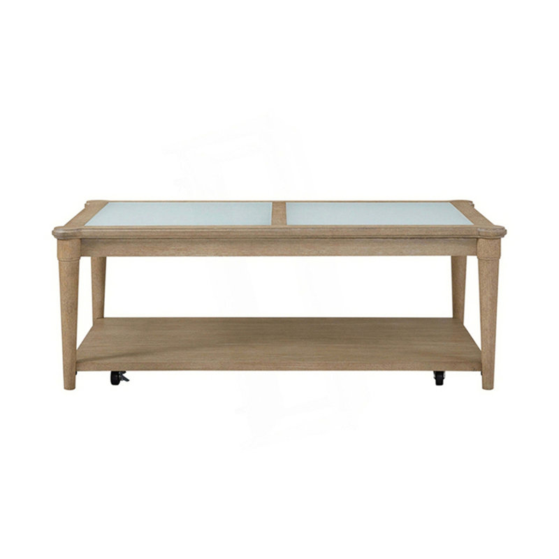 Table basse en verre givré avec roulettes