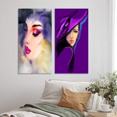 " Purple Mannequin Woman Portrait " 2 - Pieces