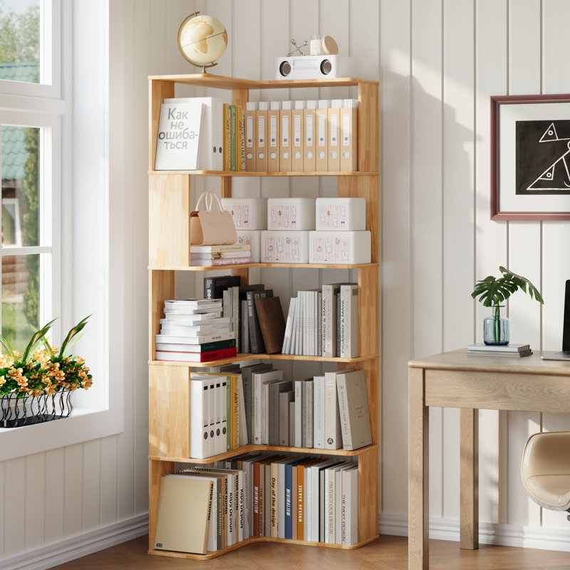 57.9cm W Corner Bookcase, (5 Shelves) 160cm H x 57.9cm W x 57.9cm D