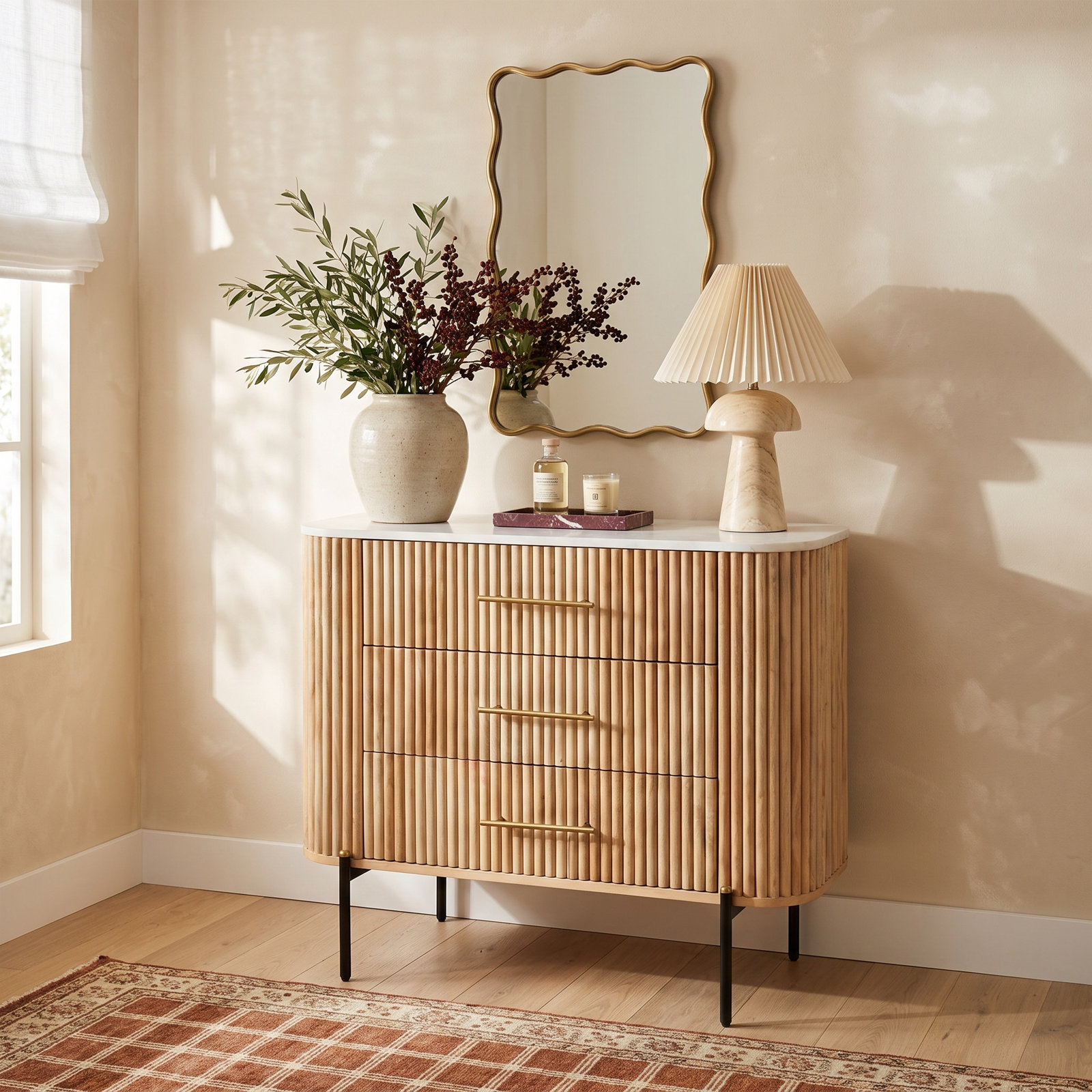 Carmela 36" Marble and Mango Dresser