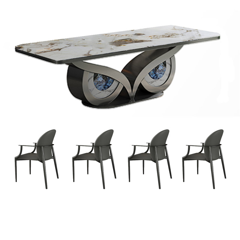 Ensemble de salle à manger rectangulaire moderne 35,4 po, Gris, H 29,5 po x L 78,7 po x l 35,4 po