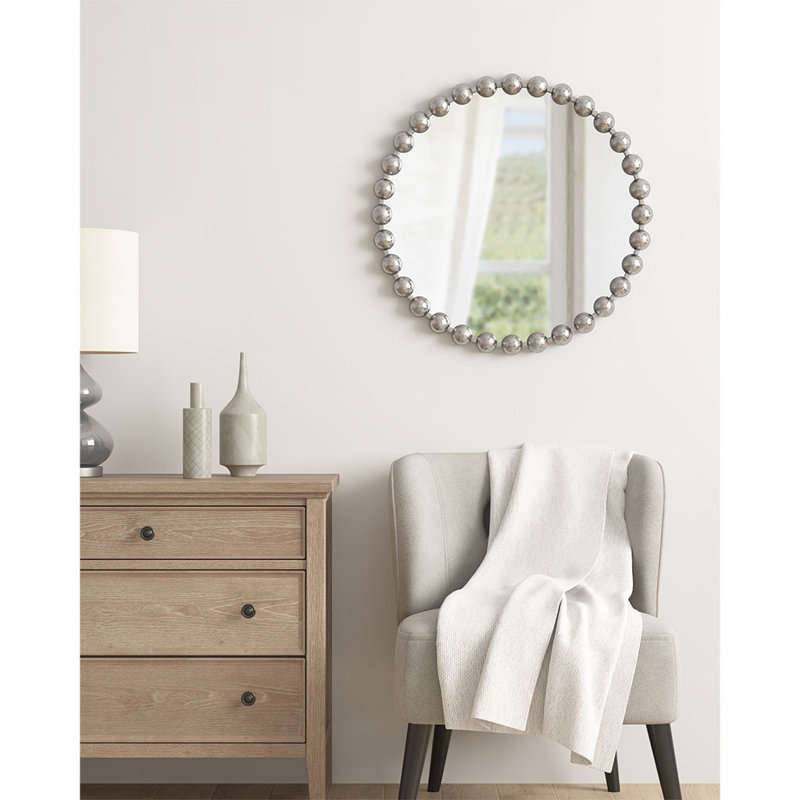 Miroir mural rond 27 po Idée de cadeau, Argent argent