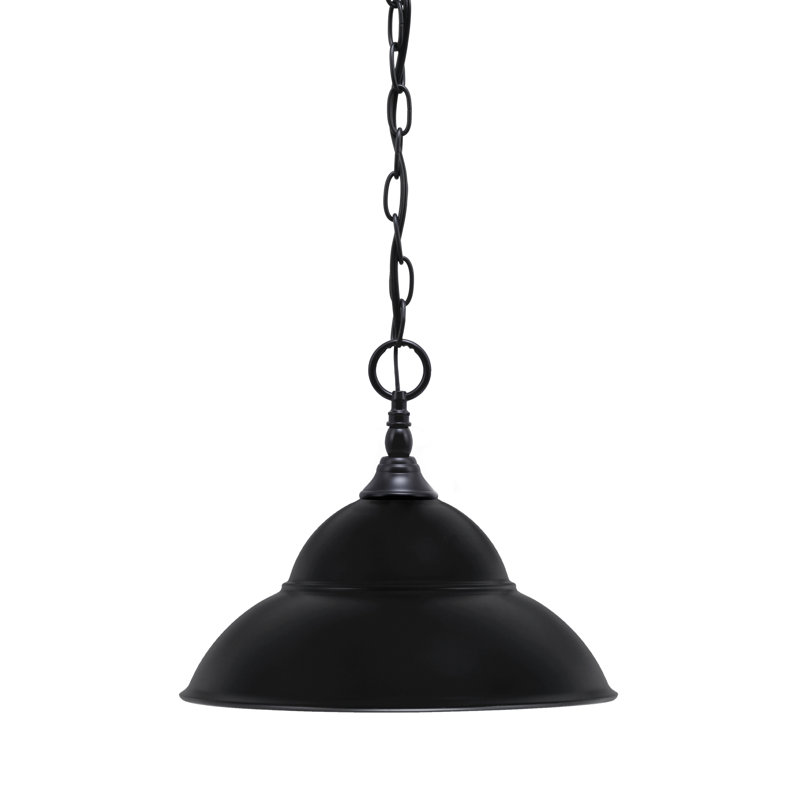 Mini-luminaire suspendu à chaîne avec abat-jour en métal à double bulles de 13 po, Noir mat, Noir mat