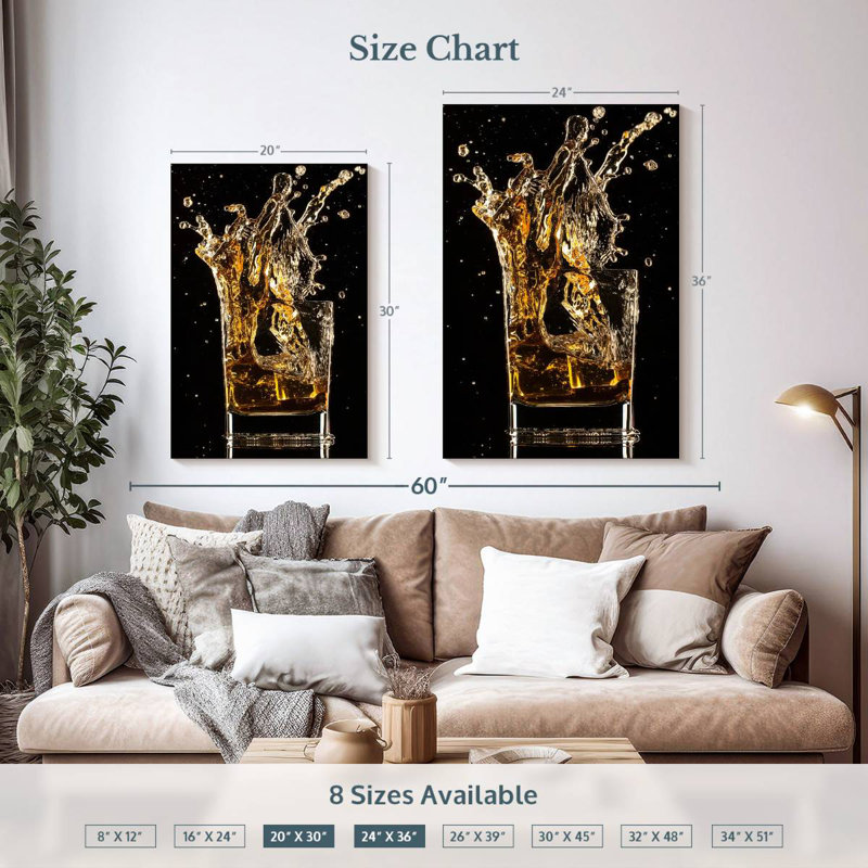 Yarlin Splashing Iced Whiskey, 36" H x 24" W