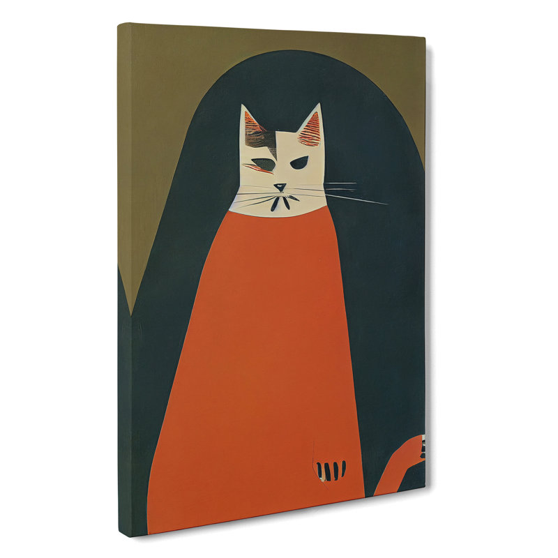 XV1022-1152X Boho Cat - Print, Wrapped Canvas, 50cm H x 35cm W x 3cm D, No Matte