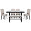 Table de salle à manger de style moderne 6 pièces avec 4 chaises et 1 banc, table avec placages marbrés et pieds en V