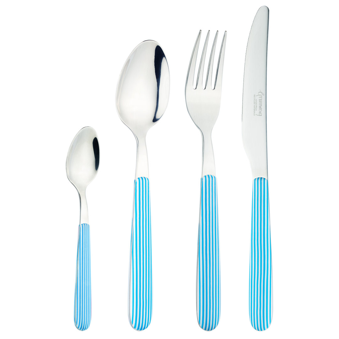 Grunwerg Cutlery Greenworks, 24 Piece Cutlery Set , Service for 6, Seersucker Stripe