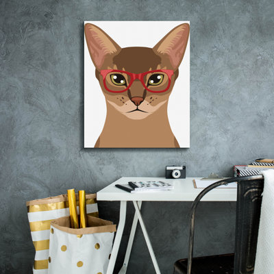 Toile murale épique Graffiti «Abysinnian portant des lunettes de hipster» par Furbaby Affiliates, 40 po x 54 po