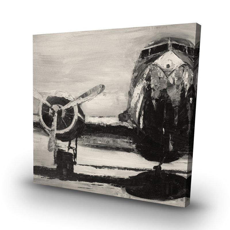 Sepia airplane - 32"x32" art on canvas