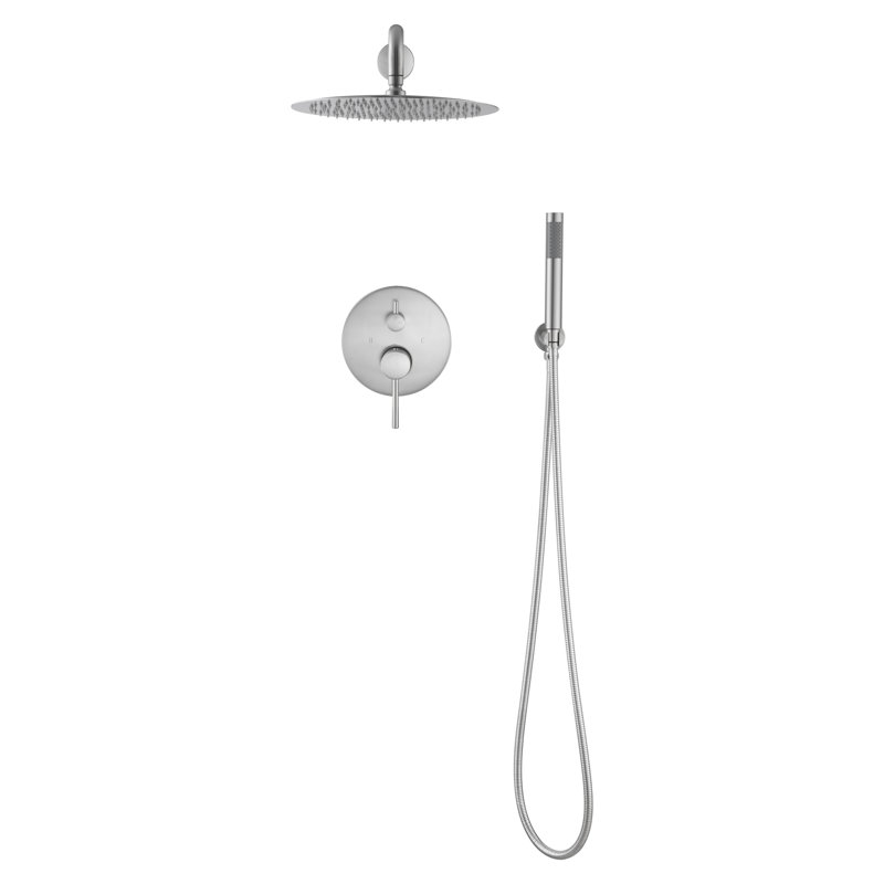 Wall Mounted Shower Assembly Kit With High 10" Rain Head And Handheld - 2 Way Balance Valve For Bathroom Faucet & Handheld, Kit, Mounted,
